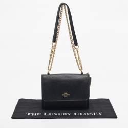 Pre Owned Coach Black/Brown Signature Coated Canvas and Leather Klare Crossbody Bag