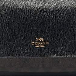 Pre Owned Coach Black/Brown Signature Coated Canvas and Leather Klare Crossbody Bag