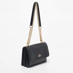 Pre Owned Coach Black/Brown Signature Coated Canvas and Leather Klare Crossbody Bag