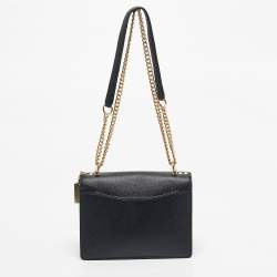 Pre Owned Coach Black/Brown Signature Coated Canvas and Leather Klare Crossbody Bag