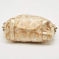 Pre Owned حقيبة كارلي هوبو كوتش كانفاس شهيرة وجلد ذهبي