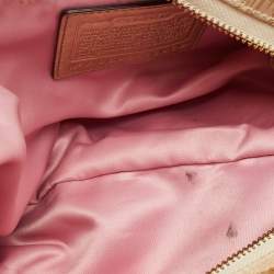 Pre Owned حقيبة كارلي هوبو كوتش كانفاس شهيرة وجلد ذهبي