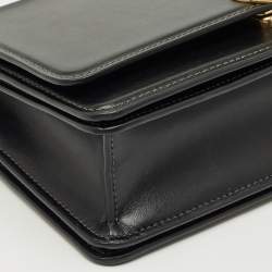 Pre Owned Coach Black Leather Bandit Logo Plaque Flap Crossbody Bag