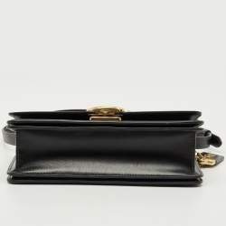 Pre Owned Coach Black Leather Bandit Logo Plaque Flap Crossbody Bag