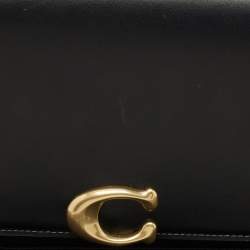 Pre Owned Coach Black Leather Bandit Logo Plaque Flap Crossbody Bag