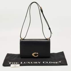 Pre Owned Coach Black Leather Bandit Logo Plaque Flap Crossbody Bag