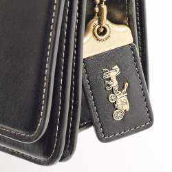 Pre Owned Coach Black Leather Bandit Logo Plaque Flap Crossbody Bag