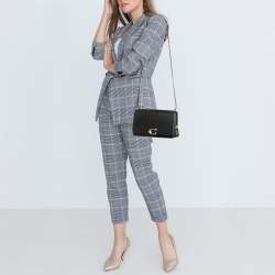 Pre Owned Coach Black Leather Bandit Logo Plaque Flap Crossbody Bag