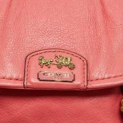 Pre Owned Coach Coral Pink Leather Madison Anabelle Crossbody Bag