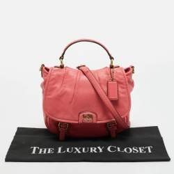 Pre Owned Coach Coral Pink Leather Madison Anabelle Crossbody Bag
