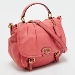 Pre Owned Coach Coral Pink Leather Madison Anabelle Crossbody Bag