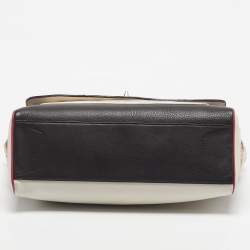 Pre Owned Coach Multicolor Plaid Tweed and Leather Turnlock Top Handle Bag