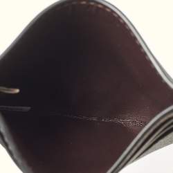 Pre Owned Coach Black/Grey Signature Coated Canvas and Leather Card Holder