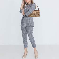 Pre Owned Coach Burgundy/Beige Signature Canvas Tassel Shoulder Bag