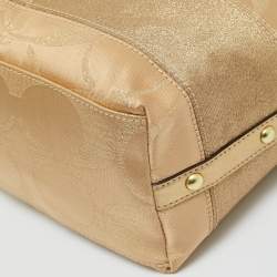 Pre Owned Coach Gold Signature Satin Shoulder Bag