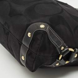 Pre Owned Coach Black Signature Canvas and Leather Carly Hobo