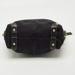 Pre Owned Coach Black Signature Canvas and Leather Carly Hobo