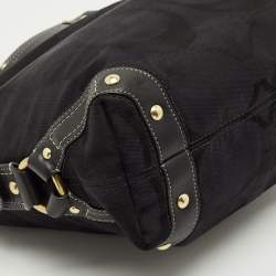 Pre Owned Coach Black Signature Canvas and Leather Carly Hobo