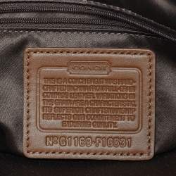 Pre Owned Coach White/Brown Leather and Snake Effect Suede Penelope Tote