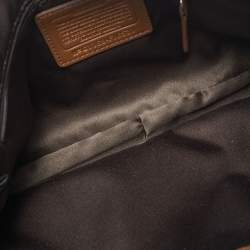 Pre Owned Coach White/Brown Leather and Snake Effect Suede Penelope Tote