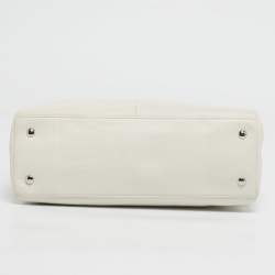 Pre Owned Coach White/Brown Leather and Snake Effect Suede Penelope Tote