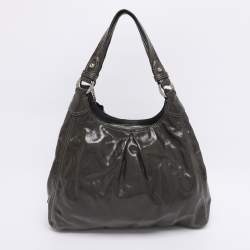 مملوكة مسبقًا حقيبة كتف كوتش ماديسون ماجي جلد لامع أخضر داكن