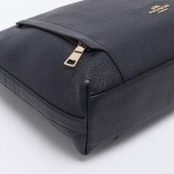 Pre Owned Coach Navy Blue Grained Leather Large Scout Hobo