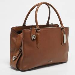 Pre Owned Coach Brown Leather Brooklyn Carryall Satchel