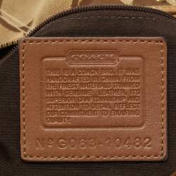 Pre Owned Coach Tan/Beige Signature Canvas and Leather Studded Hobo