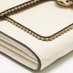 Pre Owned Coach Ivory Leather Tabby Chain Clutch with Bedchain