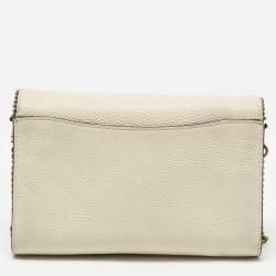 Pre Owned Coach Ivory Leather Tabby Chain Clutch with Bedchain