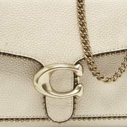 Pre Owned Coach Ivory Leather Tabby Chain Clutch with Bedchain