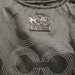 Pre Owned Coach Grey Signature Satin and Leather Madison Maggie Hobo