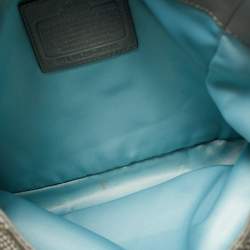 Pre Owned Coach Grey Signature Satin and Leather Madison Maggie Hobo