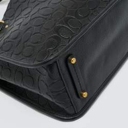 Pre Owned Coach Black Signature Embossed Leather Tyler Carryall Tote