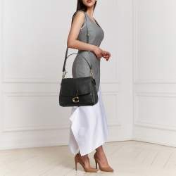 Pre Owned Coach Black Grained Leather May Shoulder Bag