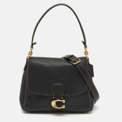 Pre Owned Coach Black Grained Leather May Shoulder Bag