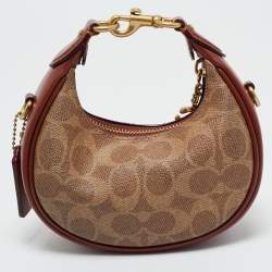 Pre Owned Coach Brown/Beige Signature Coated Canvas Jonie Crossbody Bag