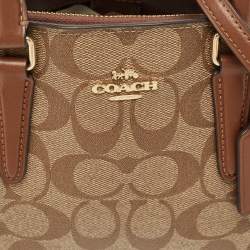 Pre Owned Coach Beige/Brown Signature Leather Mini Sage Carryall Satchel