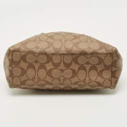 Pre Owned Coach Beige/Brown Signature Leather Mini Sage Carryall Satchel