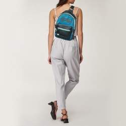 Pre Owned Coach Two Tone Blue Leather and Nylon Vale Sling Backpack