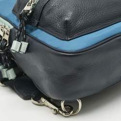 Pre Owned Coach Two Tone Blue Leather and Nylon Vale Sling Backpack