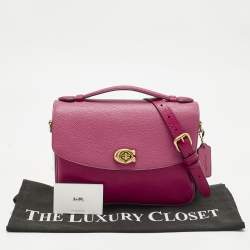 Pre Owned Coach Pink/Red Leather Cassie 25 Top Handle Bag