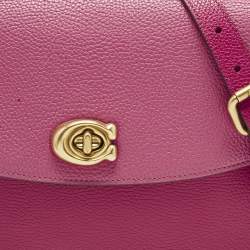 Pre Owned Coach Pink/Red Leather Cassie 25 Top Handle Bag