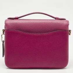 Pre Owned Coach Pink/Red Leather Cassie 25 Top Handle Bag