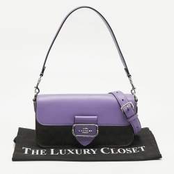 Pre Owned Coach Purple/Brown Signature Coated Canvas and Leather Morgan Crossbody Bag
