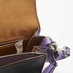 Pre Owned Coach Purple/Brown Signature Coated Canvas and Leather Morgan Crossbody Bag