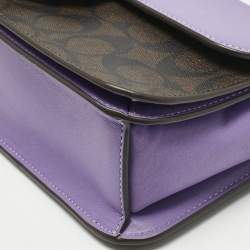 Pre Owned Coach Purple/Brown Signature Coated Canvas and Leather Morgan Crossbody Bag
