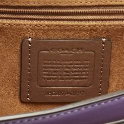 Pre Owned Coach Purple/Brown Signature Coated Canvas and Leather Morgan Crossbody Bag