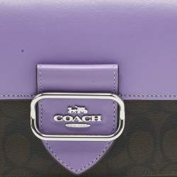 Pre Owned Coach Purple/Brown Signature Coated Canvas and Leather Morgan Crossbody Bag